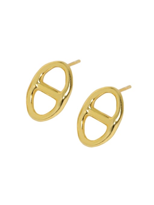 18K gold [with pure Tremella plug] 925 Sterling Silver Hollow Geometric Vintage Stud Earring